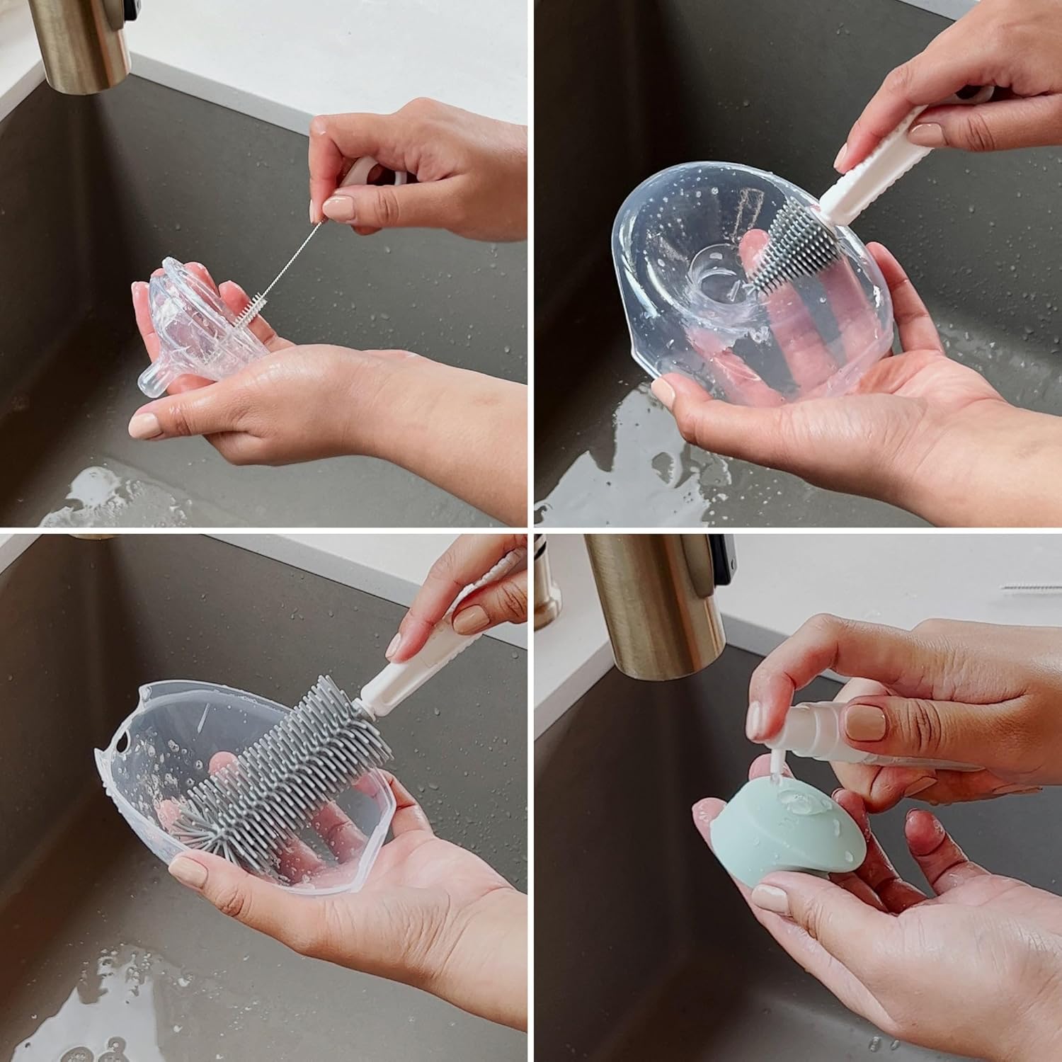 Willow Travel Cleaning Kit & Drying Rack - 5-Pack Cleaning Rack and Brushes for Breast Pump Parts