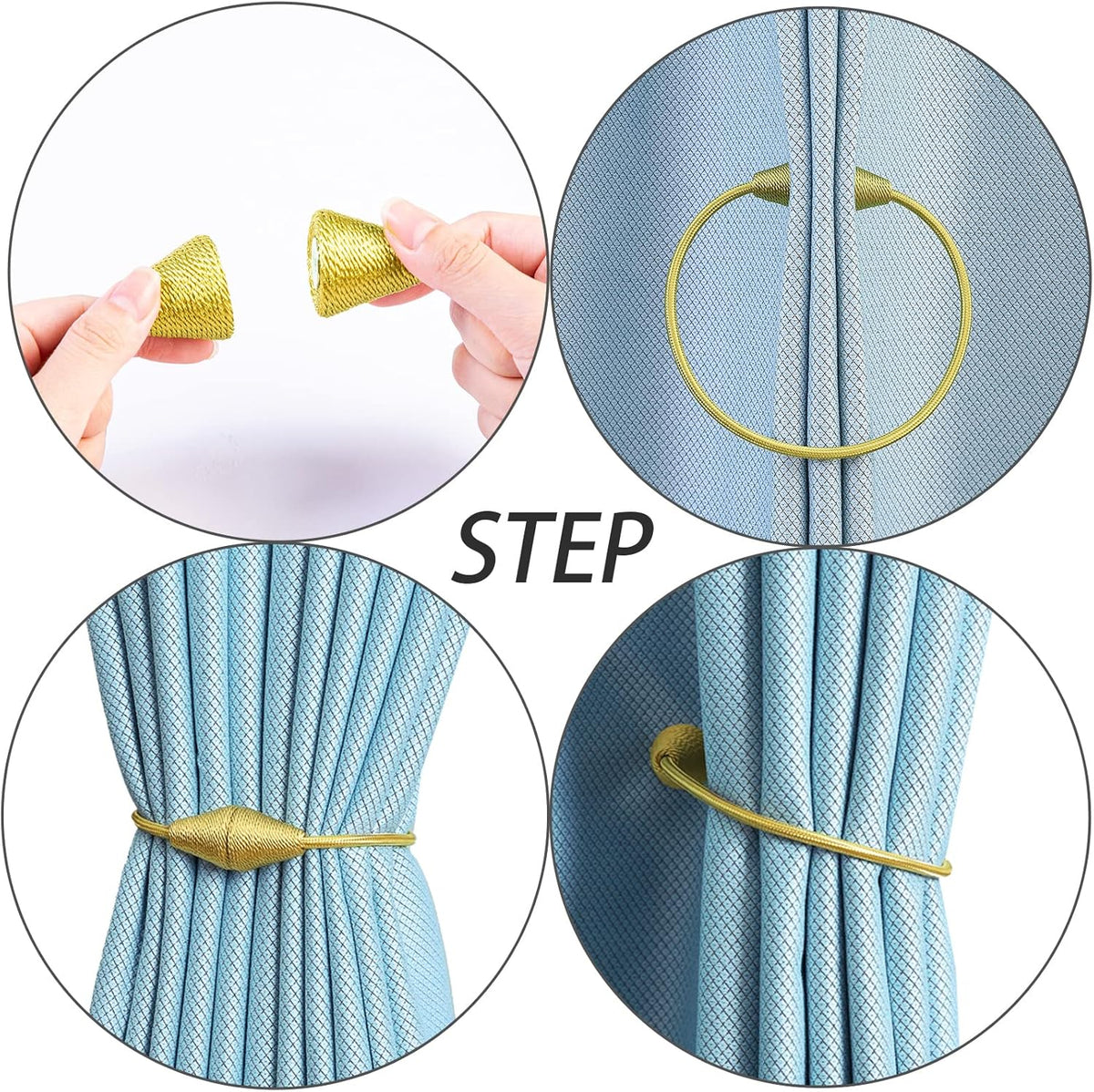 2 PCS Magnetic Curtain Tiebacks, European Style Convenient Drape Tie Backs Holdbacks for Thin or