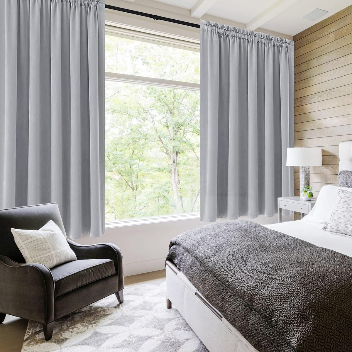DWCN Silver Grey Short Blackout Curtains for Bedroom, Thermal Insulated Energy Saving Room