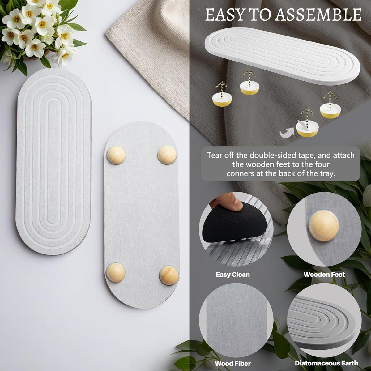 Instant Dry Sink Caddy Organizer, Fast Drying Sink Caddy, Water Absorbing Stone Sponge Holder for