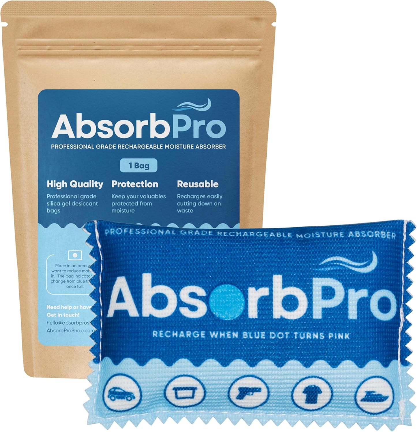 Rechargeable Dehumidifier Bag 1-Pack - 100g Reusable Moisture Absorbers - Silica Gel Packets for
