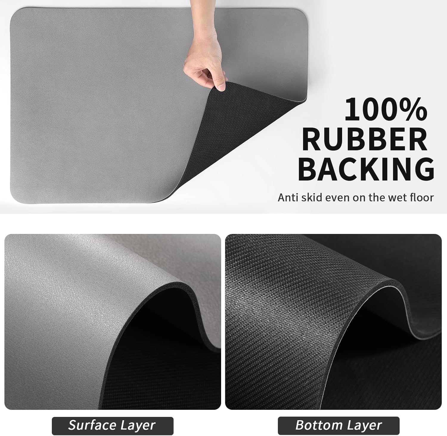 Dish Drying Mat for Kitchen Counter, Heat Resistant Drainer Mats with Non-slip Rubber Backed, Hide