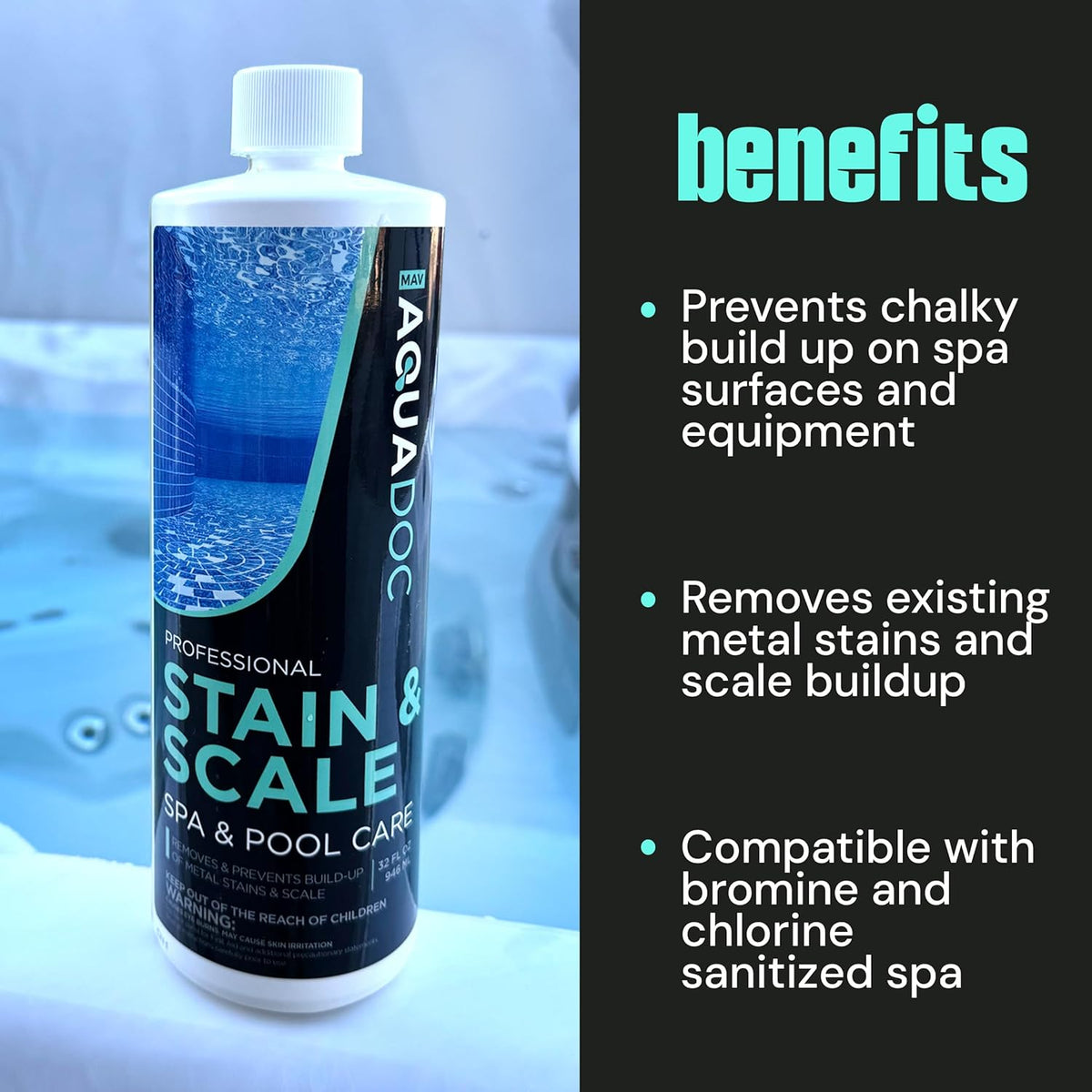 Spa Stain and Scale Control for Hot Tubs, Scale Metal & Stain Control for Hot Tubs, Prevent &