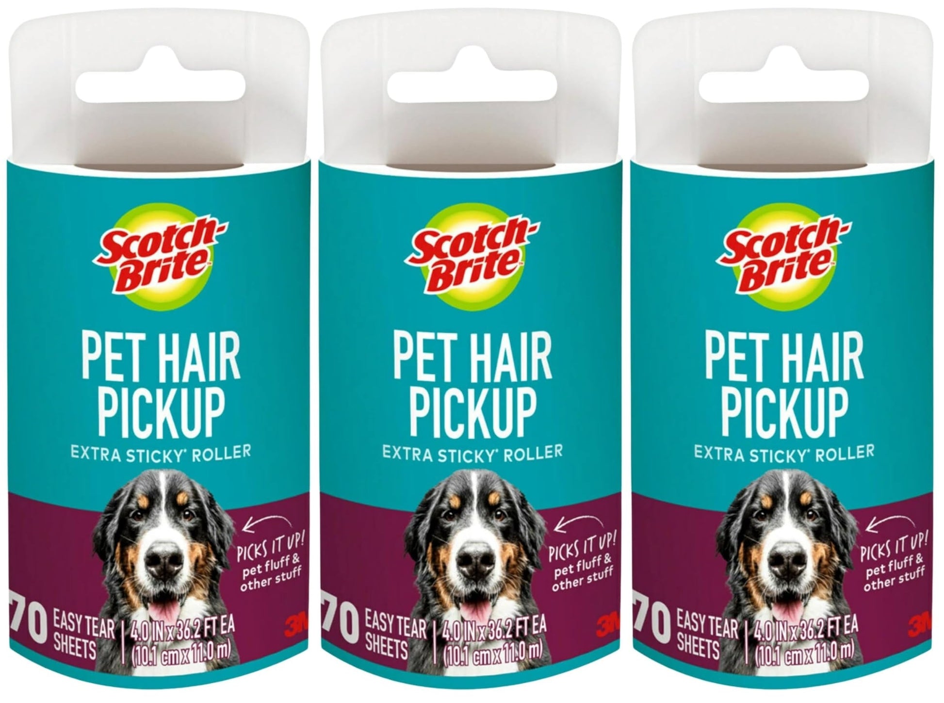 Scotch-Brite Pet Hair Pickup Extra Sticky Lint Roller Refills, Refills Only, 50% Stickier, 4 in x