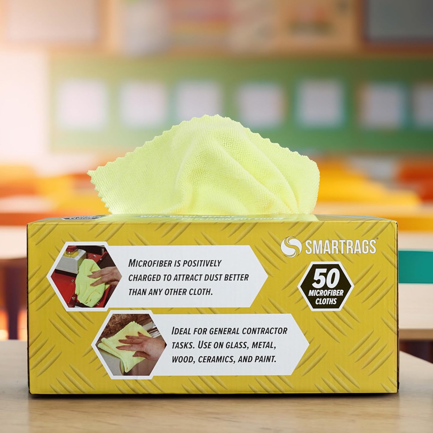 Arkwright Smart Rags in Box - (Pack of 50) Lint Free Microfiber Cleaning Cloth, Scratch &