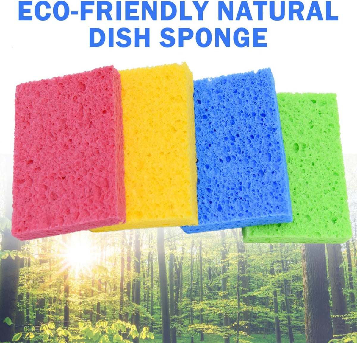 YoleShy 72 Pack Sponges Kitchen Natural Compressed Cellulose Sponges Bulk Non Scratch for Household