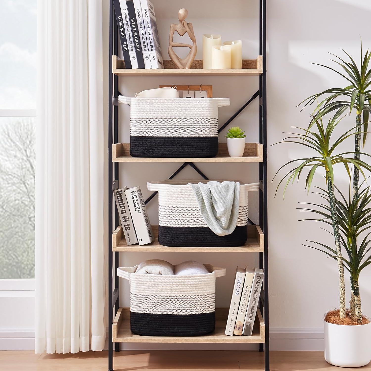 OIAHOMY Storage Basket, Woven Baskets for Storage, Cotton Rope Basket for toys,Towel Baskets for