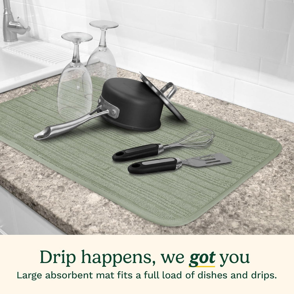 Cuisinart Dish Drying Mats for Kitchen Counter - (2) 18" x 24" Ultra Absorbent Dish Drying Mat XL