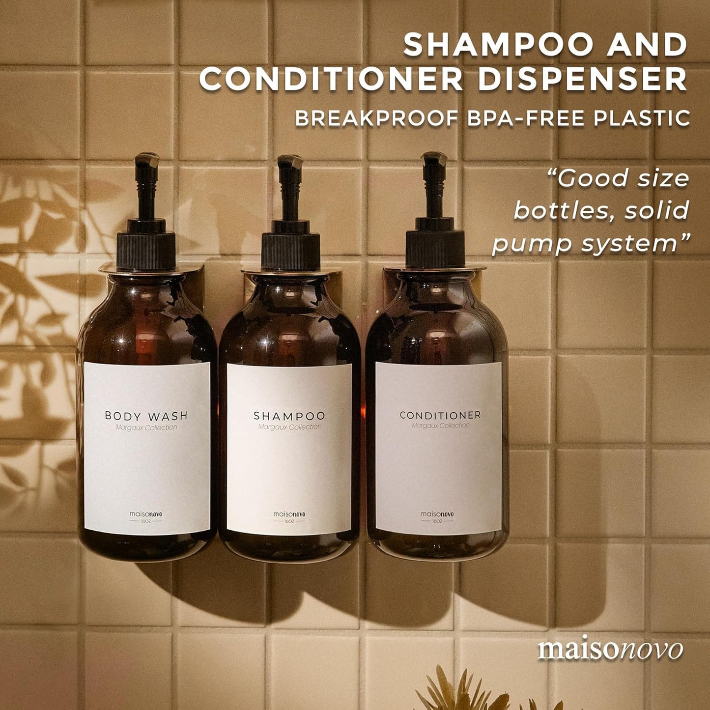 MaisoNovo Shampoo and Conditioner Dispenser - Shower Soap Dispenser Wall Mounted - 16.9 fl oz Set