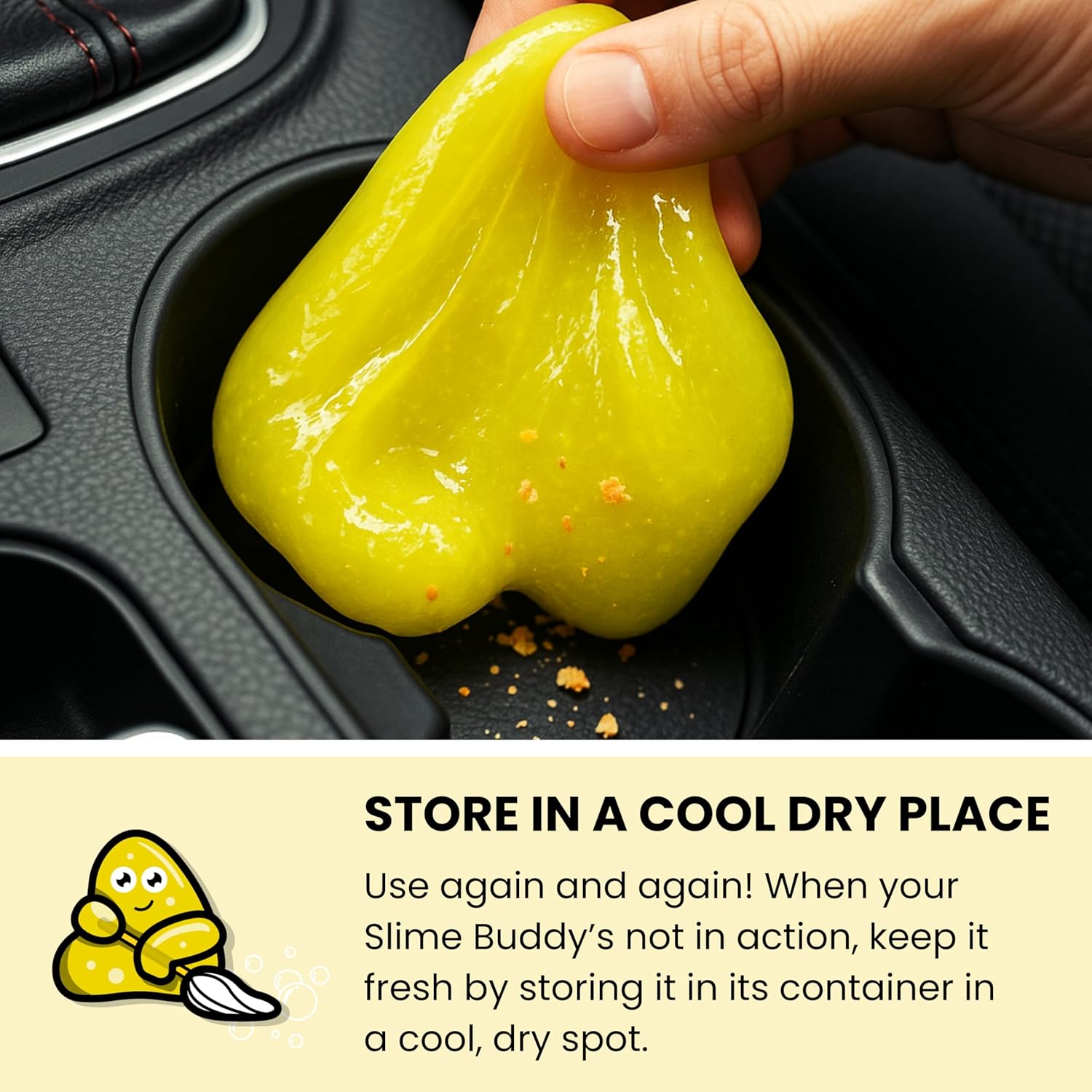 Slime Buddies Car Cleaning Gel Putty - 12 Pack Lemon Scented Interior Detailing Tool for Cup