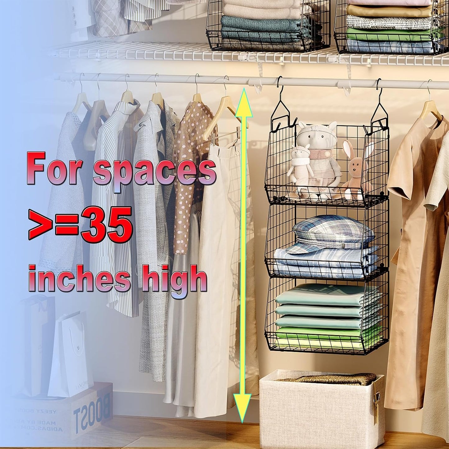 X-cosrack 3-Tier Hanging Storage Organizer for Closet, Laundry & Utility Room | Space Saving