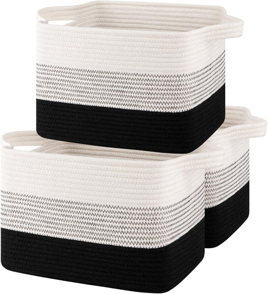 Storage Baskets for Organizing, Woven Baskets for Shelves, Rectangle Decorative Organizer for