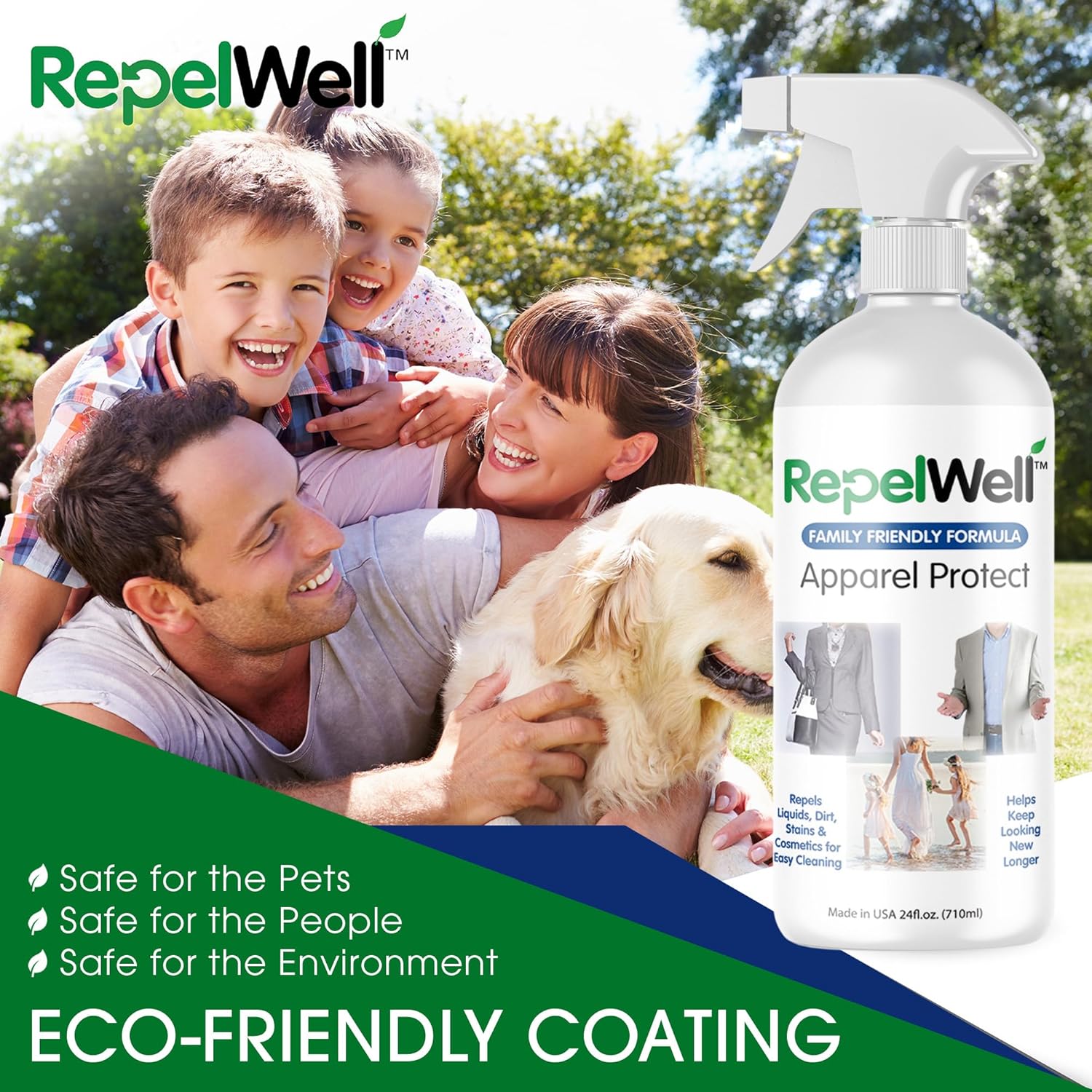 Apparel Protect (24oz) Stain & Water Repellent Spray – Non-Toxic, Eco-Friendly, Pet-Safe Sprays for