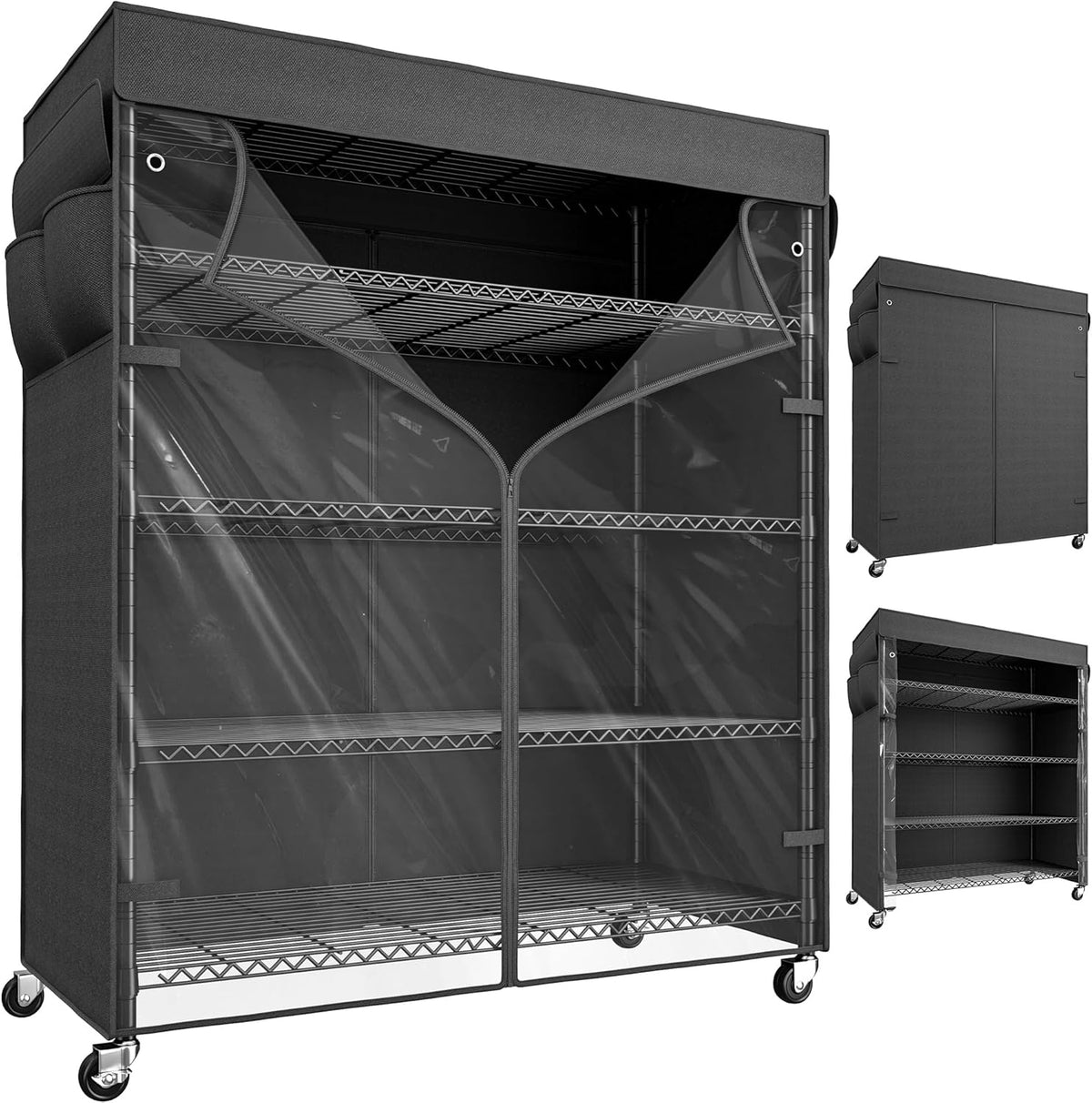 REIBII 45''W Storage Shelves Waterproof Metal Shelving Cover Dustproof Wire Shelving Unit Covers