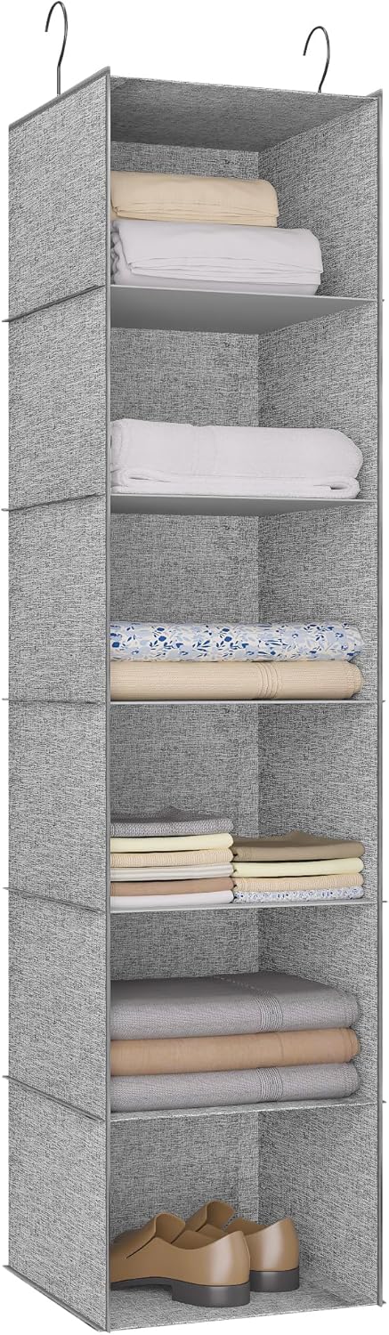 6-Shelf Hanging Storage Closet Organizer, Linen Rv Storage and Organization for Wardrobe, Inside
