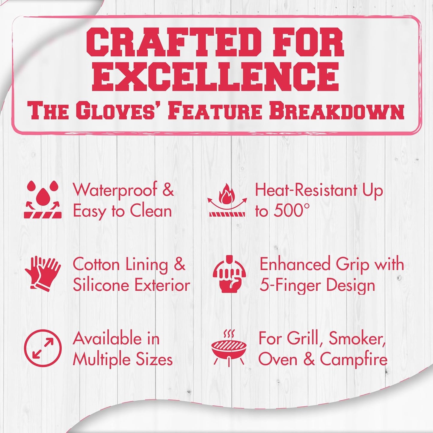KITCHEN PERFECTION XL Silicone Smoker Oven Gloves for Women -Extreme Heat Resistant BBQ Gloves