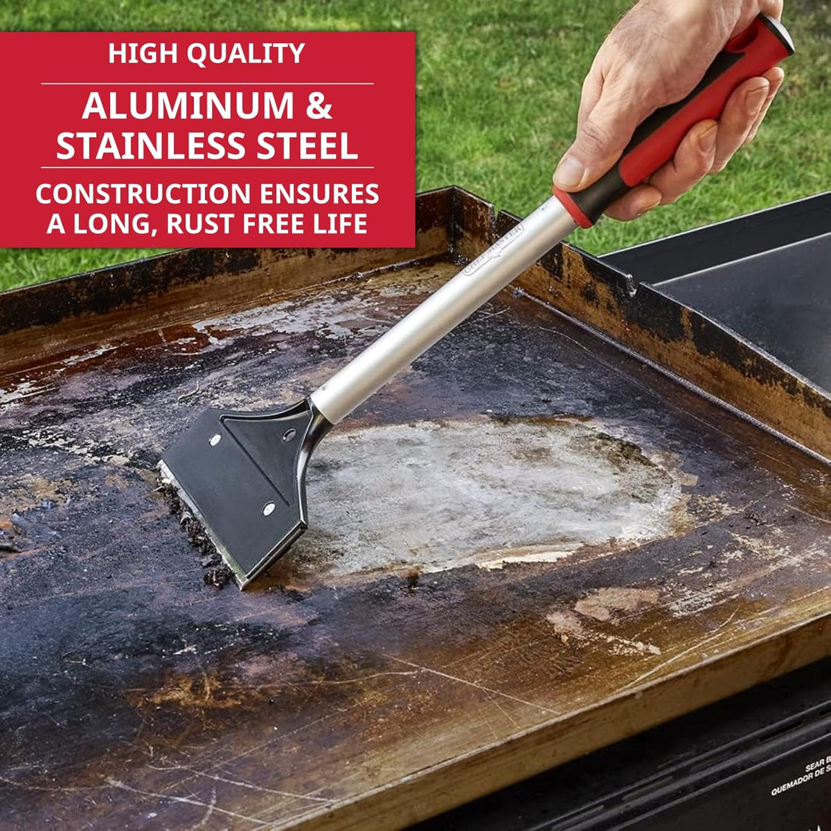 Griddle-Whiz 3 Piece Griddle Cleaning Kit | Liquid Grill Cleaner w/Griddle Scraper & Scrubber Pad