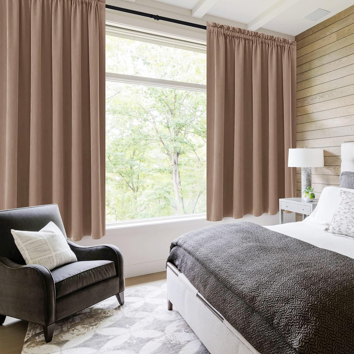 DWCN Blackout Curtains for Bedroom – Rod Pocket Thermal Insulated Noise Reducing Noise Reducing