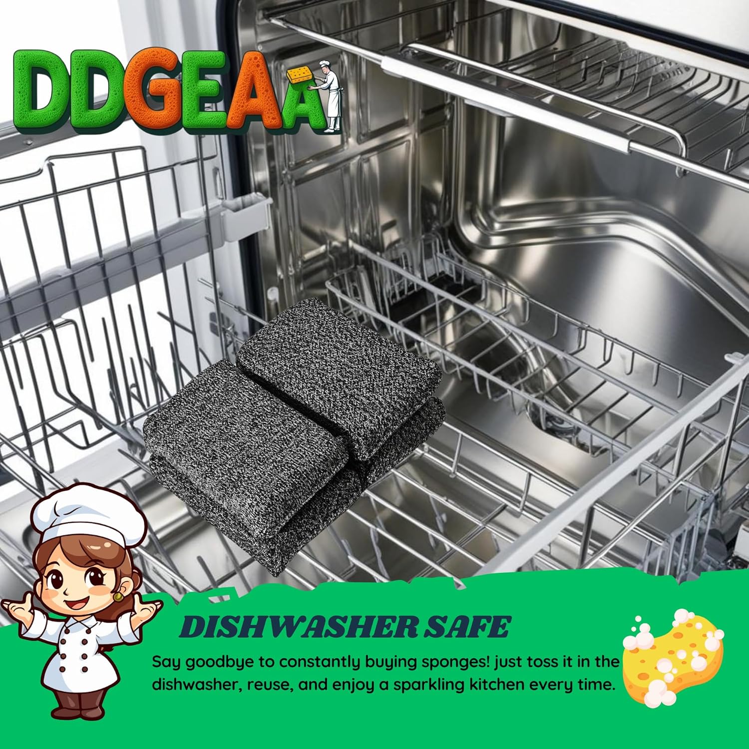 Heavy - Duty Kitchen Sponge - 20 Times More Durable, Scratch Free, Suitable for Non - Stick