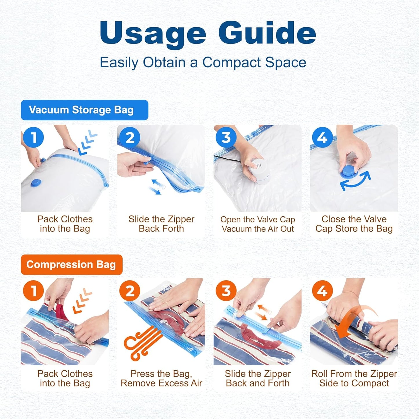 HOUSE DAY 18 Pack Vacuum Storage Bags with Electric Pump, Valve, Space Saver Vacuum Seal Bags for