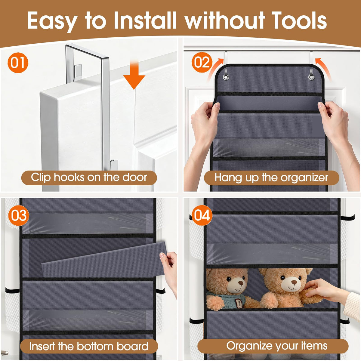 WISELIFE Over The Door Organizer Storage behind Door Hanging Organizer for Nursery – view 3