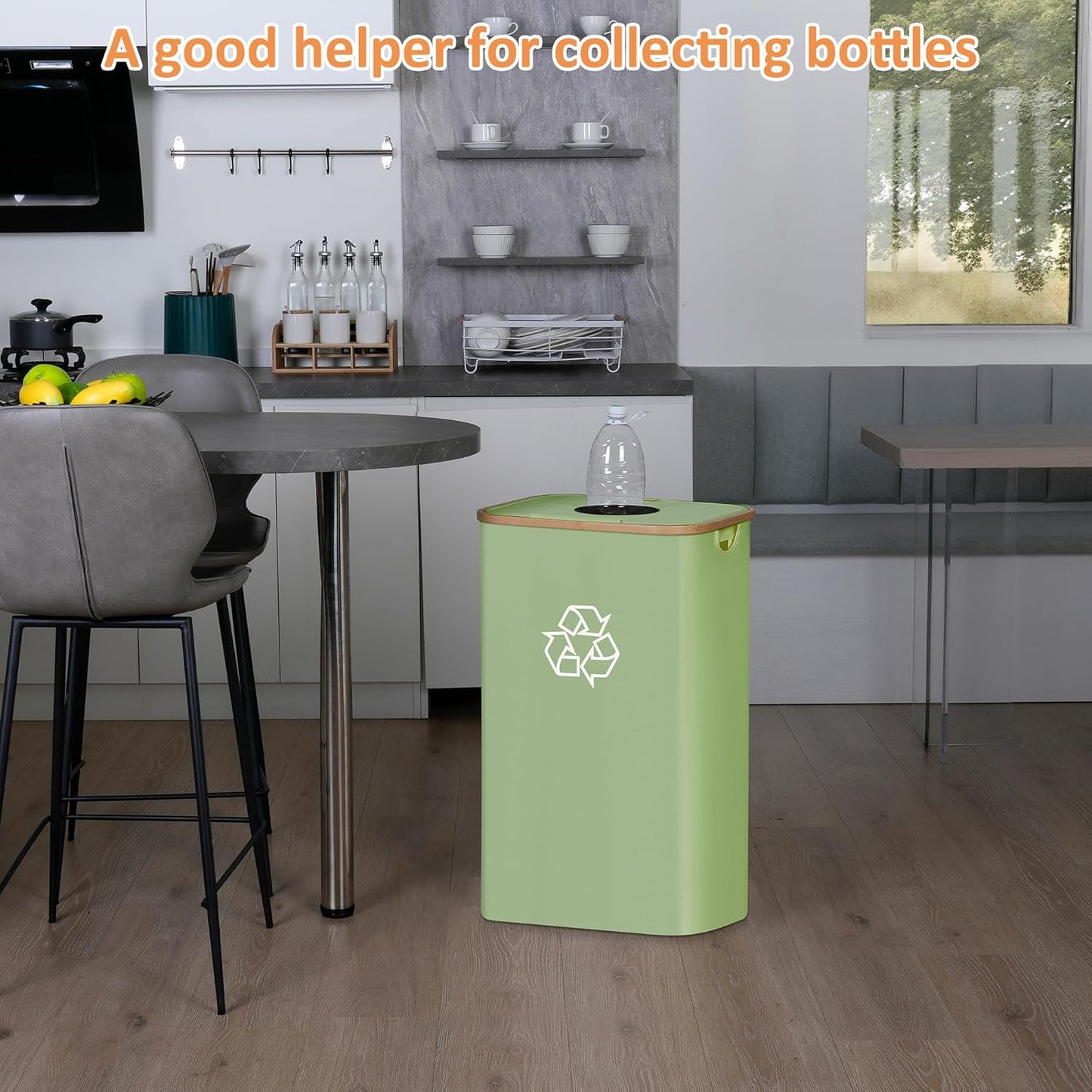 29 Gallons Recycling Bins for Kitchen, Indoor Recycle Bins with Lid, 110L Large Recycle bin with 2