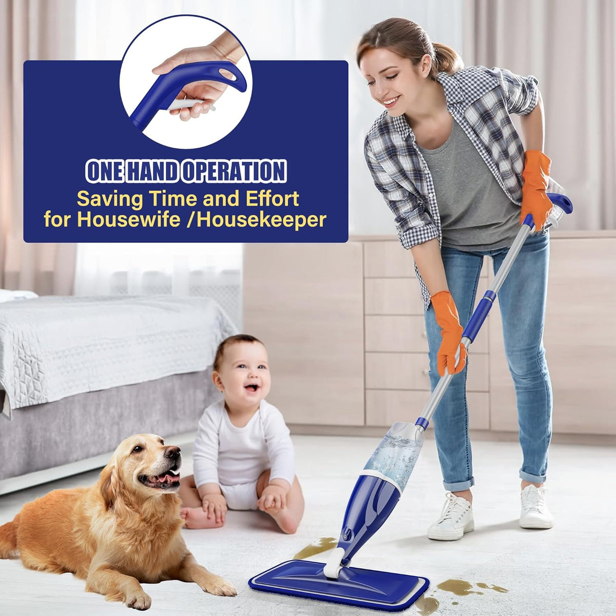 Microfiber Spray Mop for Floors Cleaning: Wet Dry Hardwood Floor Mops with 3 Washable Reusable Pads
