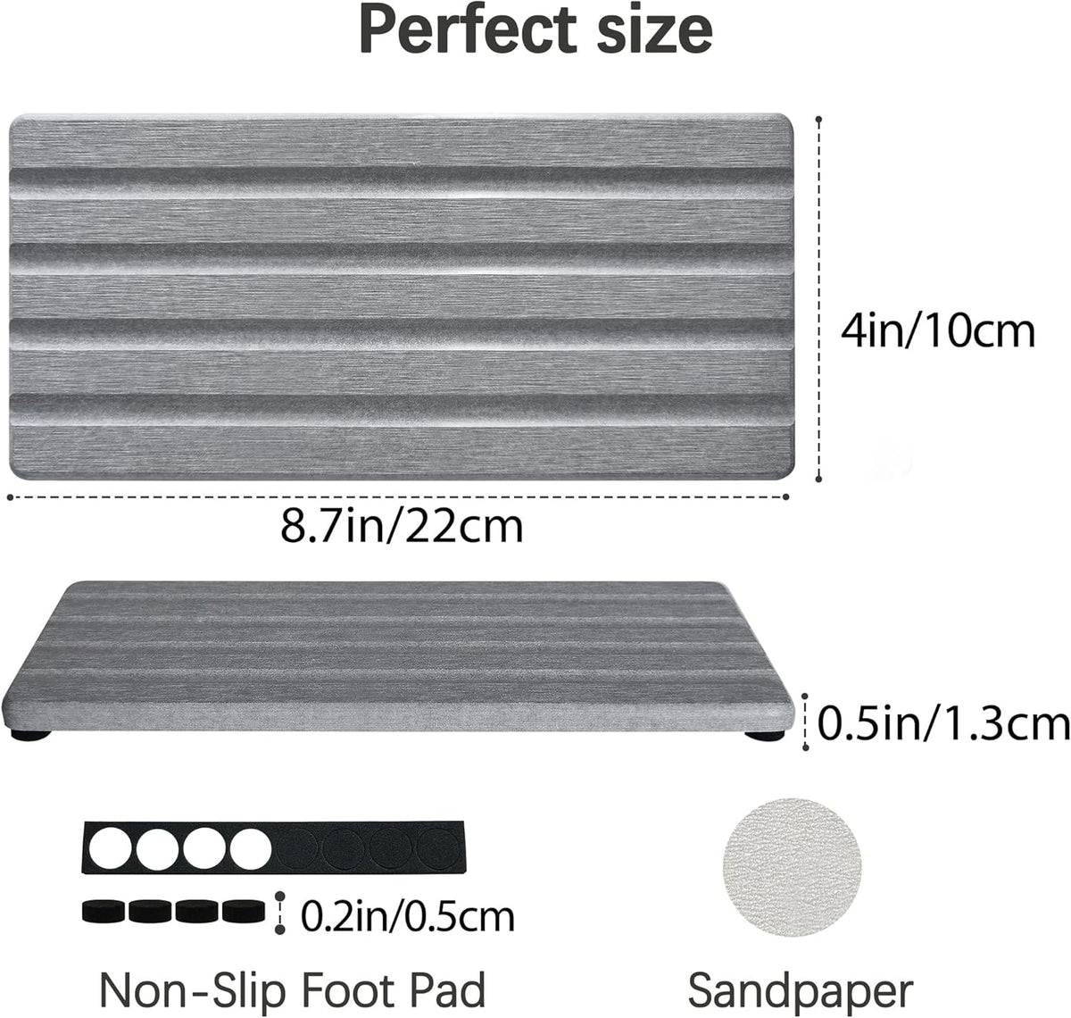 2 PCS Water Absorbing Stone Trays for Bathroom Sink & Kitchen Counter, Fast-Drying Diatomite Sink