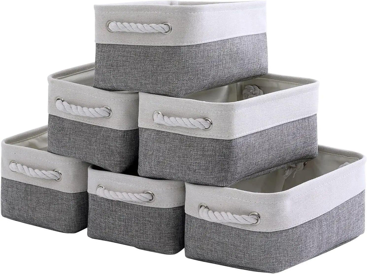 TcaFmac Small Storage Baskets for Shelf 6 Pack Canvas Storage Basket with Handles Fabric Storage