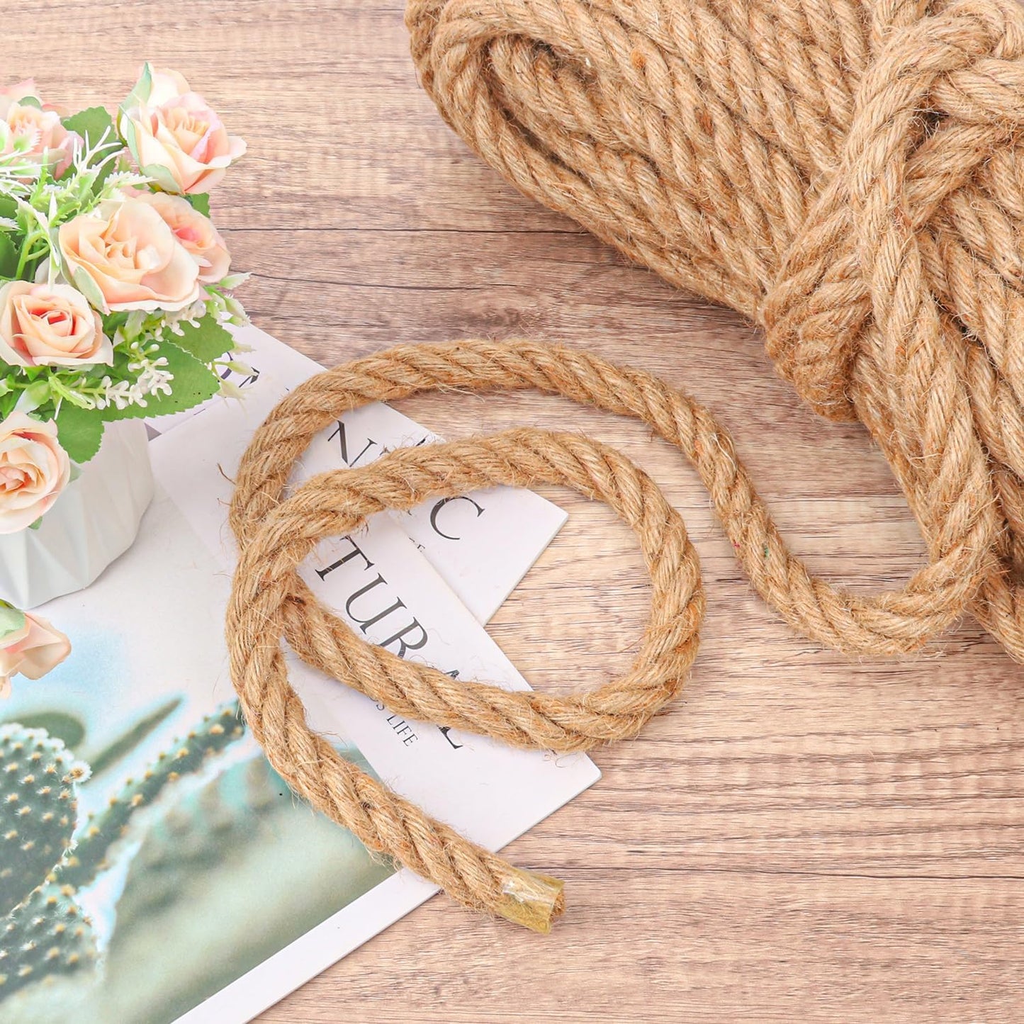 3/4 inch Hemp Rope, 82 Feet Twisted Manila Rope for Scratching Posts, Camping, Garden, Crafts, DIY