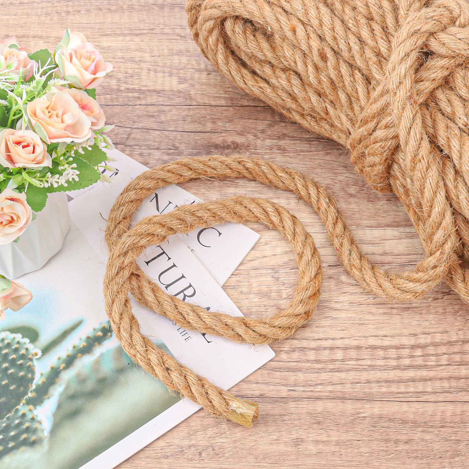 3/4 inch Hemp Rope, 82 Feet Twisted Manila Rope for Scratching Posts, Camping, Garden, Crafts, DIY