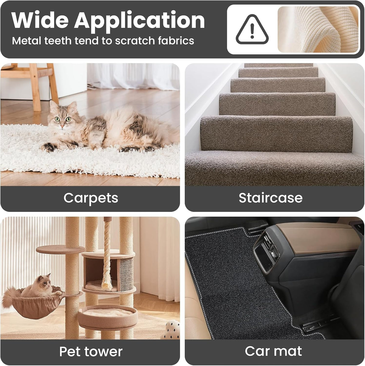 3 in 1 Carpet Rake for Pet Hair Removal, Tool Set of 3, 55” Long Handle Carpet Pet Hair Removal
