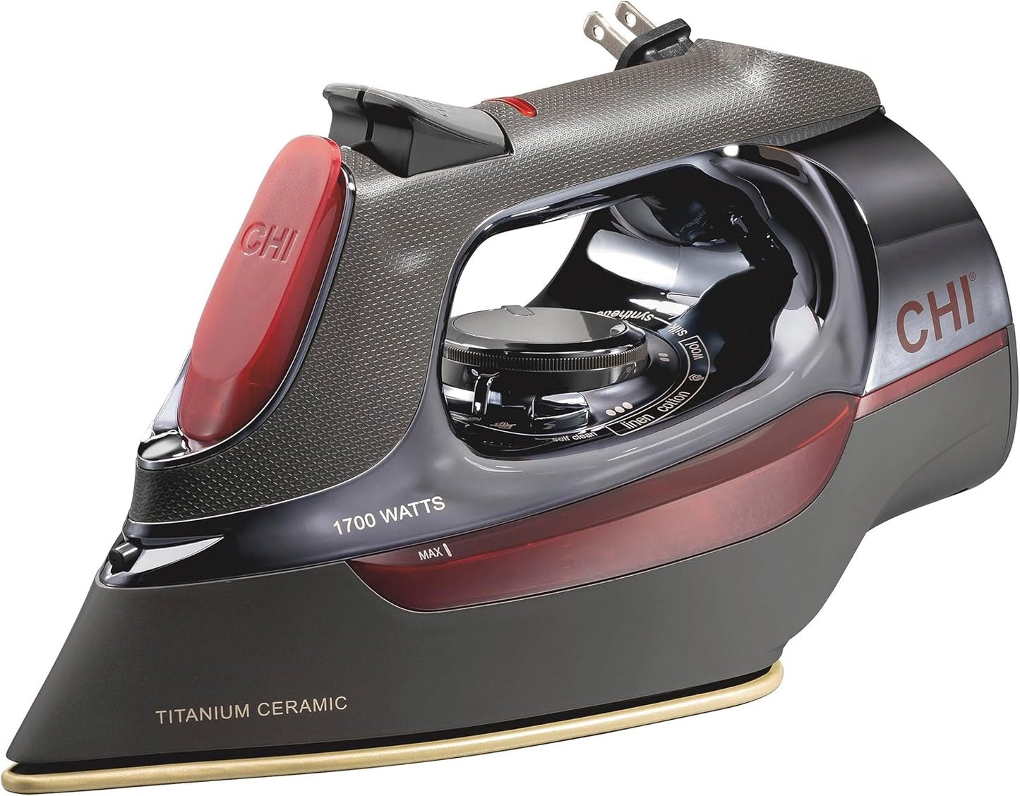 CHI Steam Iron for Clothes with 8’ Retractable Cord, 1700 Watts, 3-Way Auto Shutoff, 400+ Holes