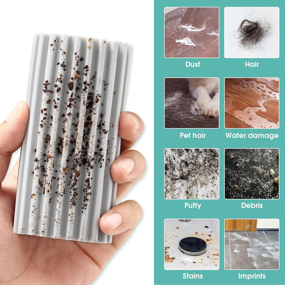 4 Pack Damp Dusting Sponge Duster, Grey Dust Cleaning Sponge, Reusable Household Cleaning Sponge