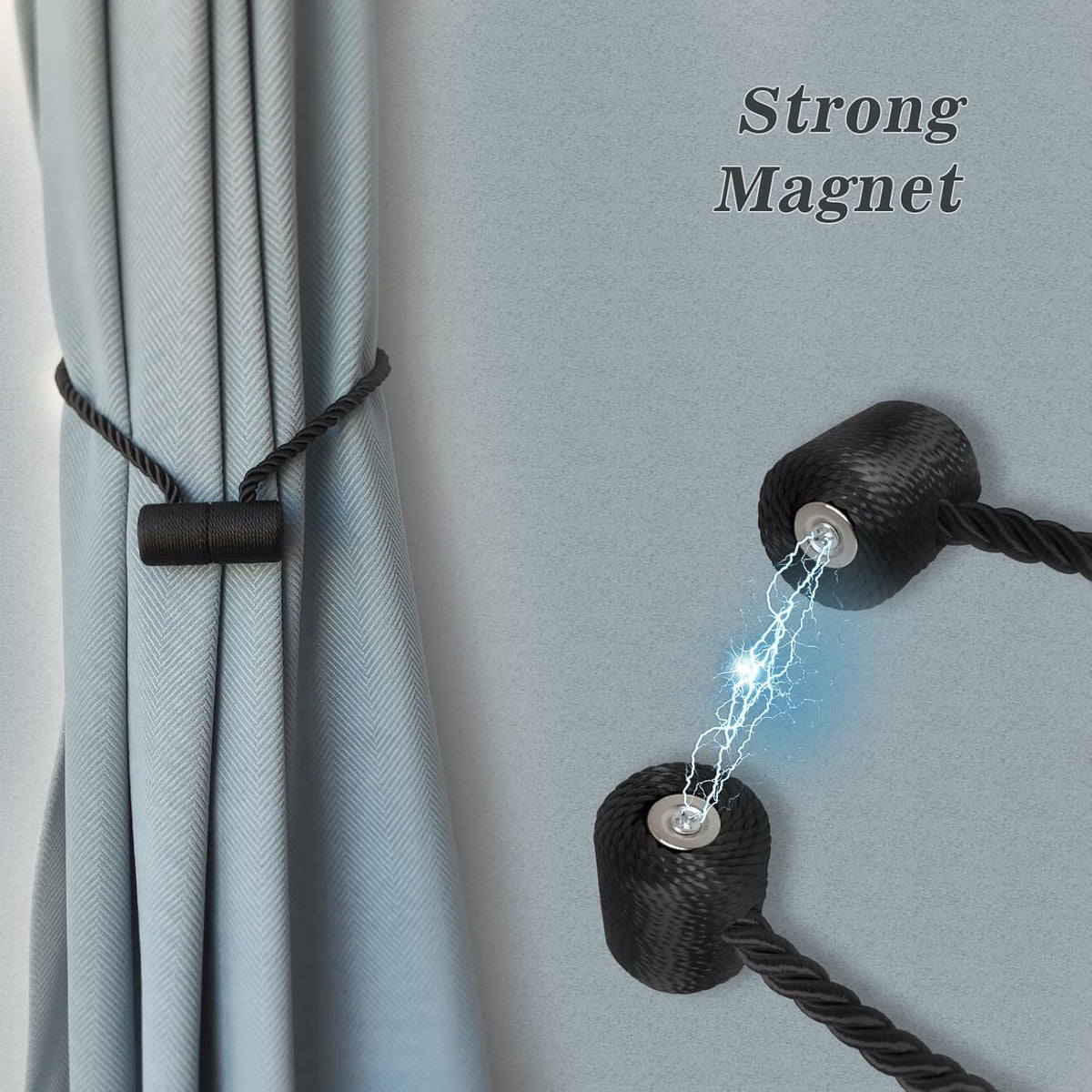 Hion Magnetic Curtain Tiebacks Golden 4 Pack, Curtain Tiebacks Buckles Holdbacks Holders Hooks Clip