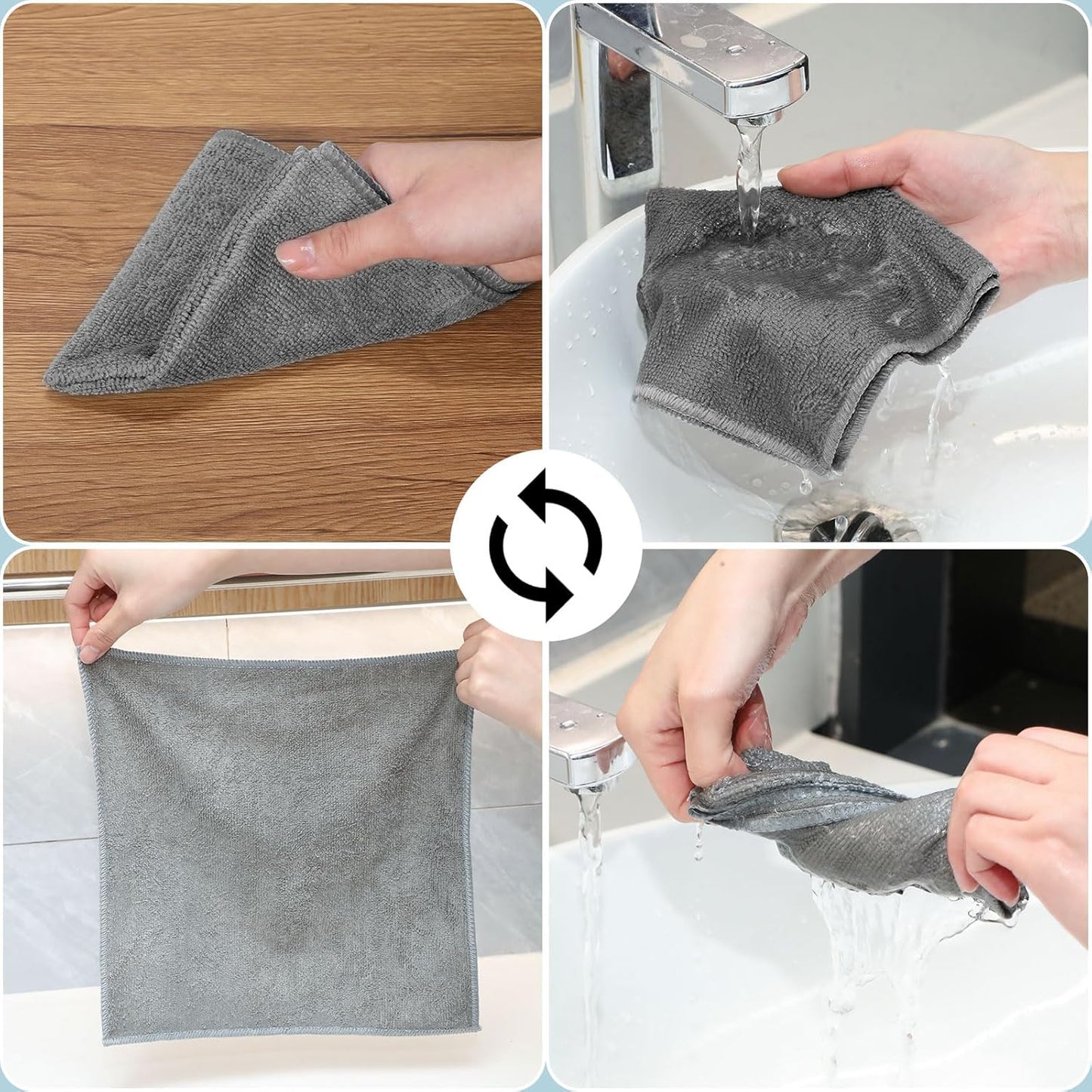 200 Pieces Microfiber Cleaning Cloths Bulk Absorbent Microfiber Towels Reusable Lint-Free Streak