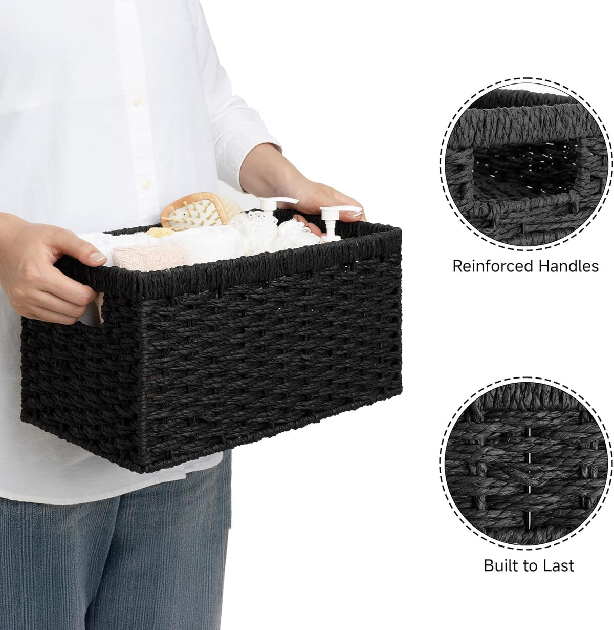 StorageWorks Pantry Baskets, Wicker Storage Baskets for Organizing, Bathroom Shelves, Pantry