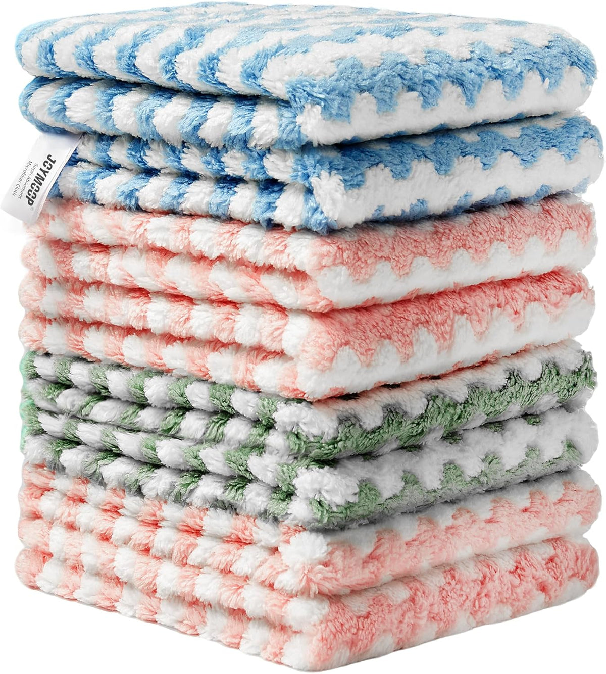 JOYMOOP Microfiber Cleaning Cloth, Mixed Color Towels with Edging, Medium-Small Size 8 Pack (9.8" x