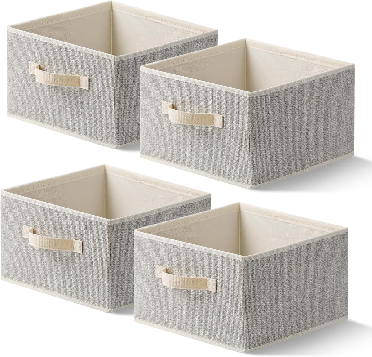 Storage Baskets, 11-Inch Woven Fabric Bins, Storage Cubes with Reinforced Handles, Organizer Bins
