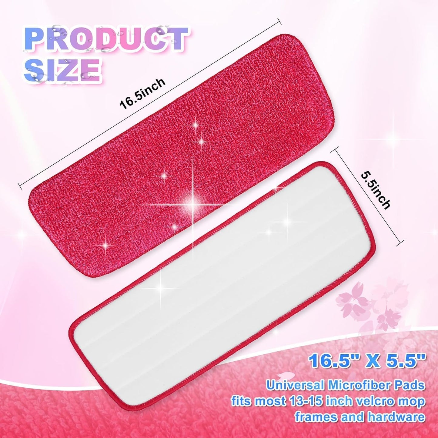 Replacement Microfiber Mop Pads Reusable Compatible with Reveal Spray Mop with Washable Pads, 16.5"