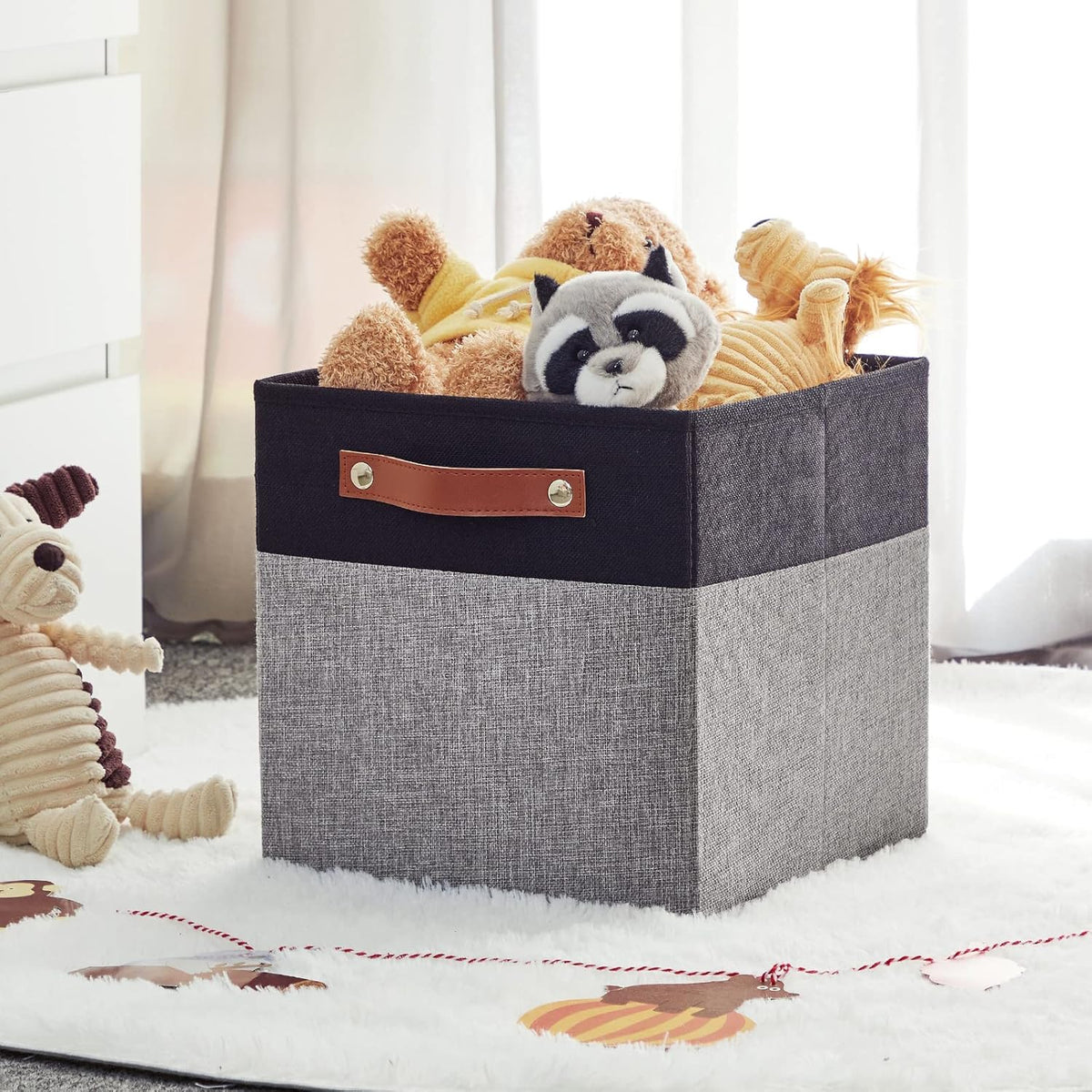HNZIGE Fabric Cube Storage Baskets 11x11, Set of 4, Foldable Baskets with Handlesfor Organizer