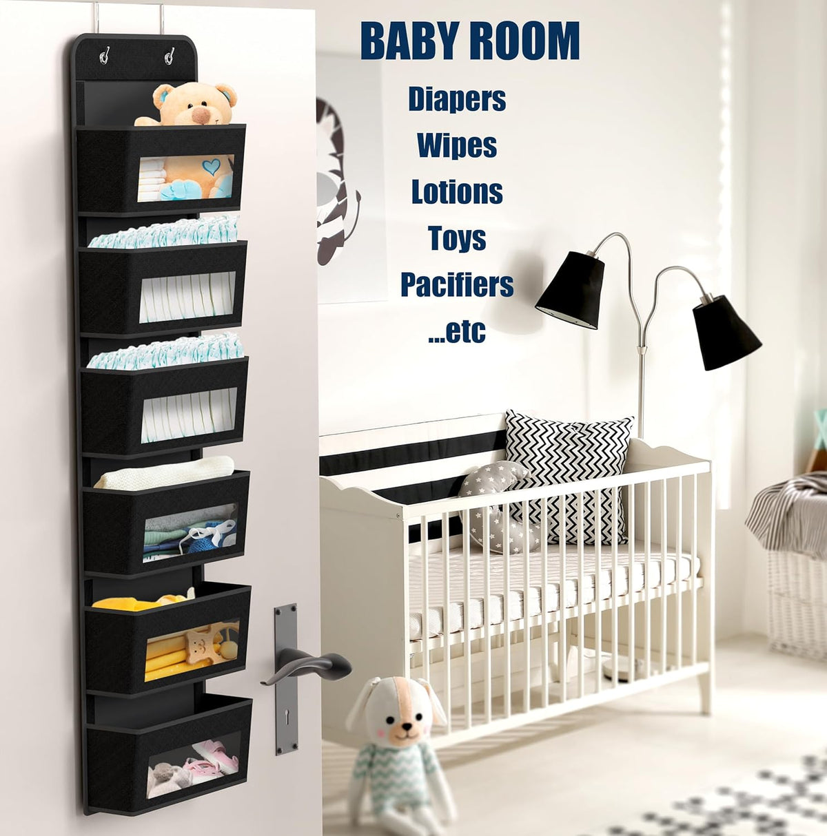 Simple Houseware 6 Clear Window Pocket Over Closet Door Storage Hanging Organizer for Bedroom