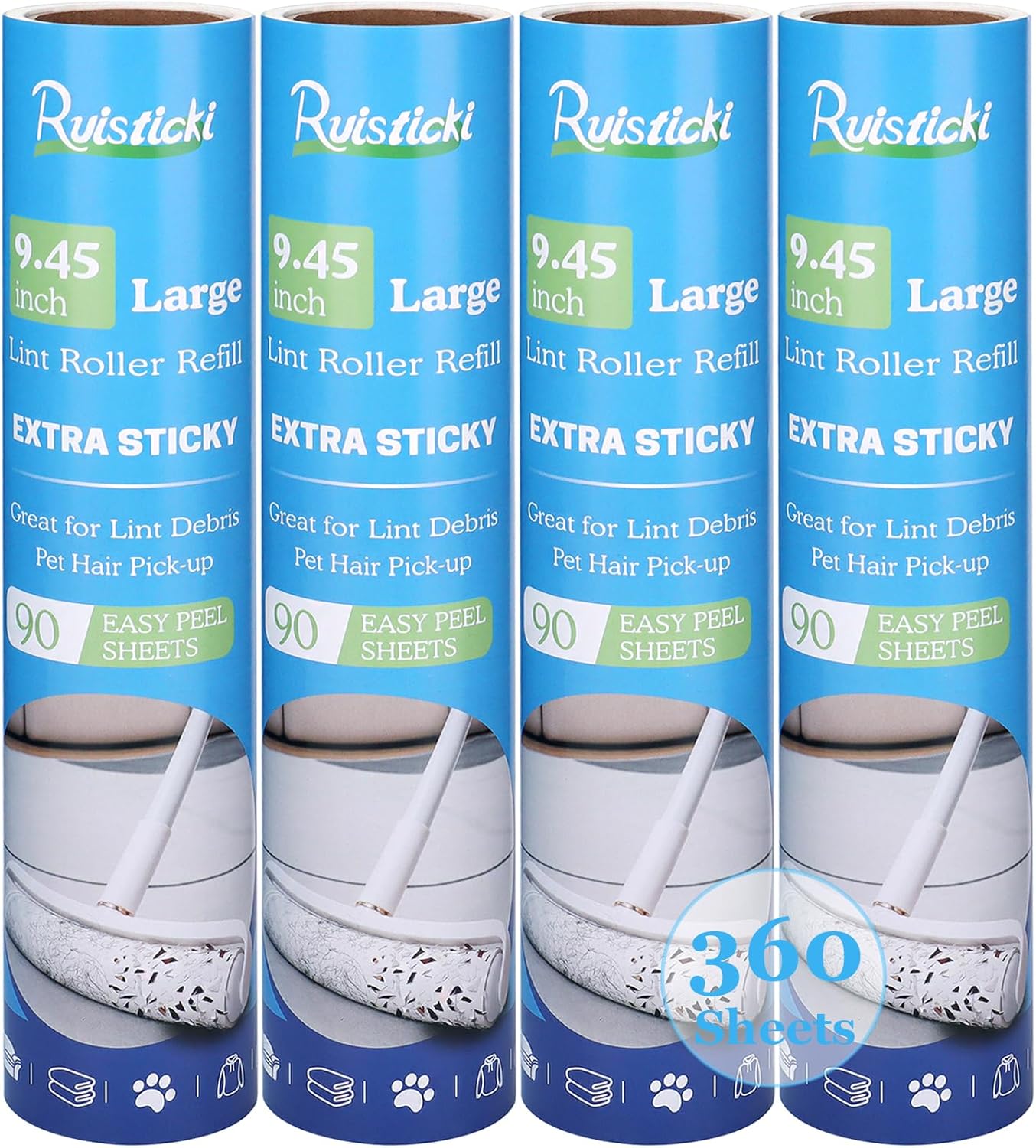 9.45 inch Lint Roller Refills for 9.4'' - 9.5'' Large Lint Rollers Extra Sticky Roller Refills