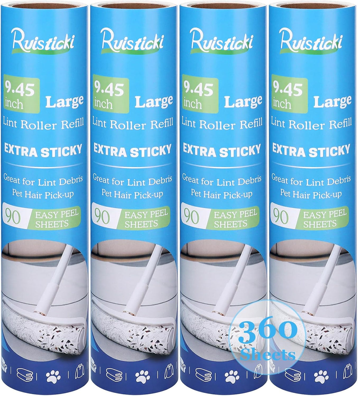 9.45 inch Lint Roller Refills for 9.4'' - 9.5'' Large Lint Rollers Extra Sticky Roller Refills