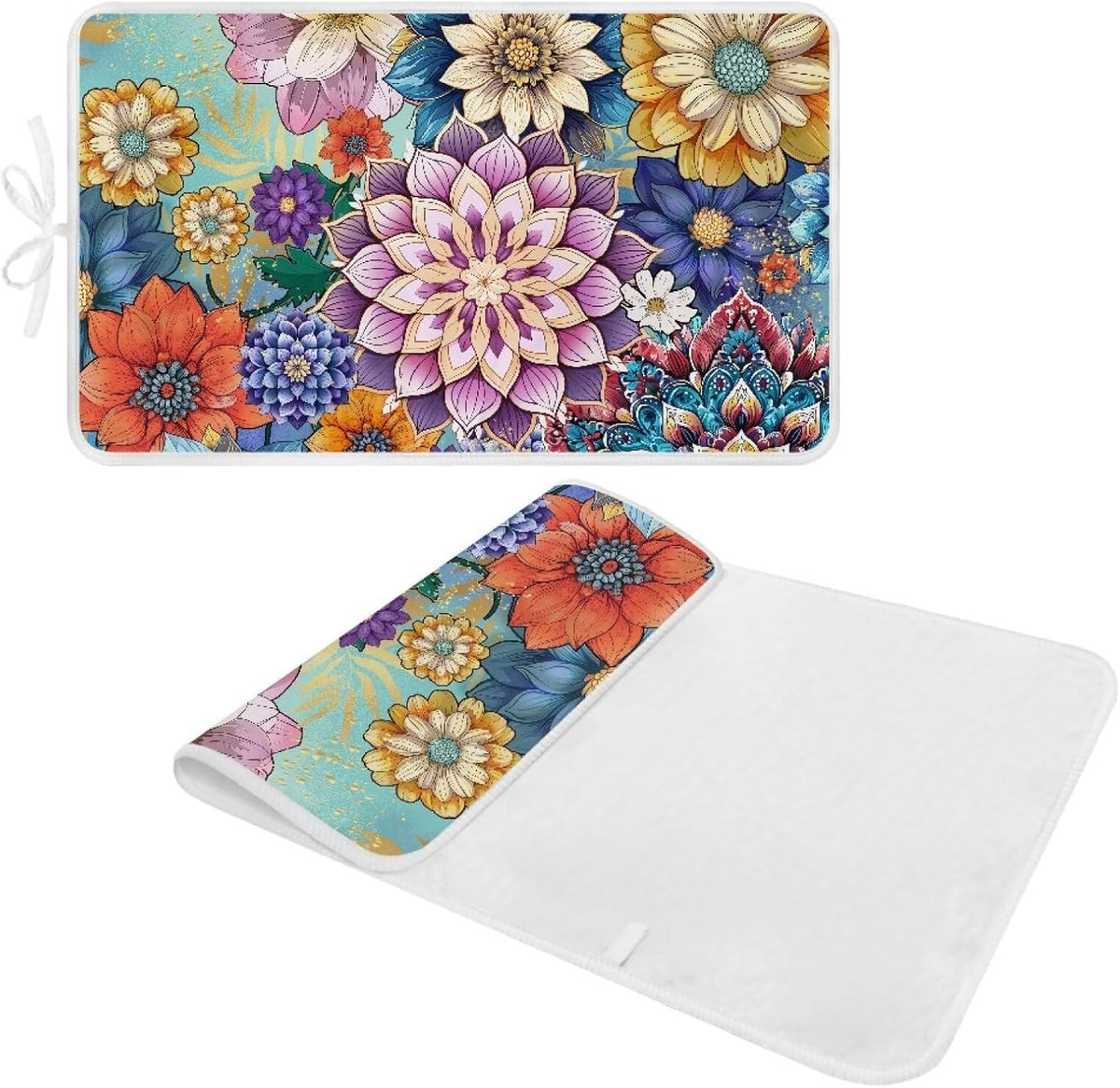 Ironing Mat Boho Flower Portable Ironing Pad Blanket for Table Top Heat Resistance Travel Small 32