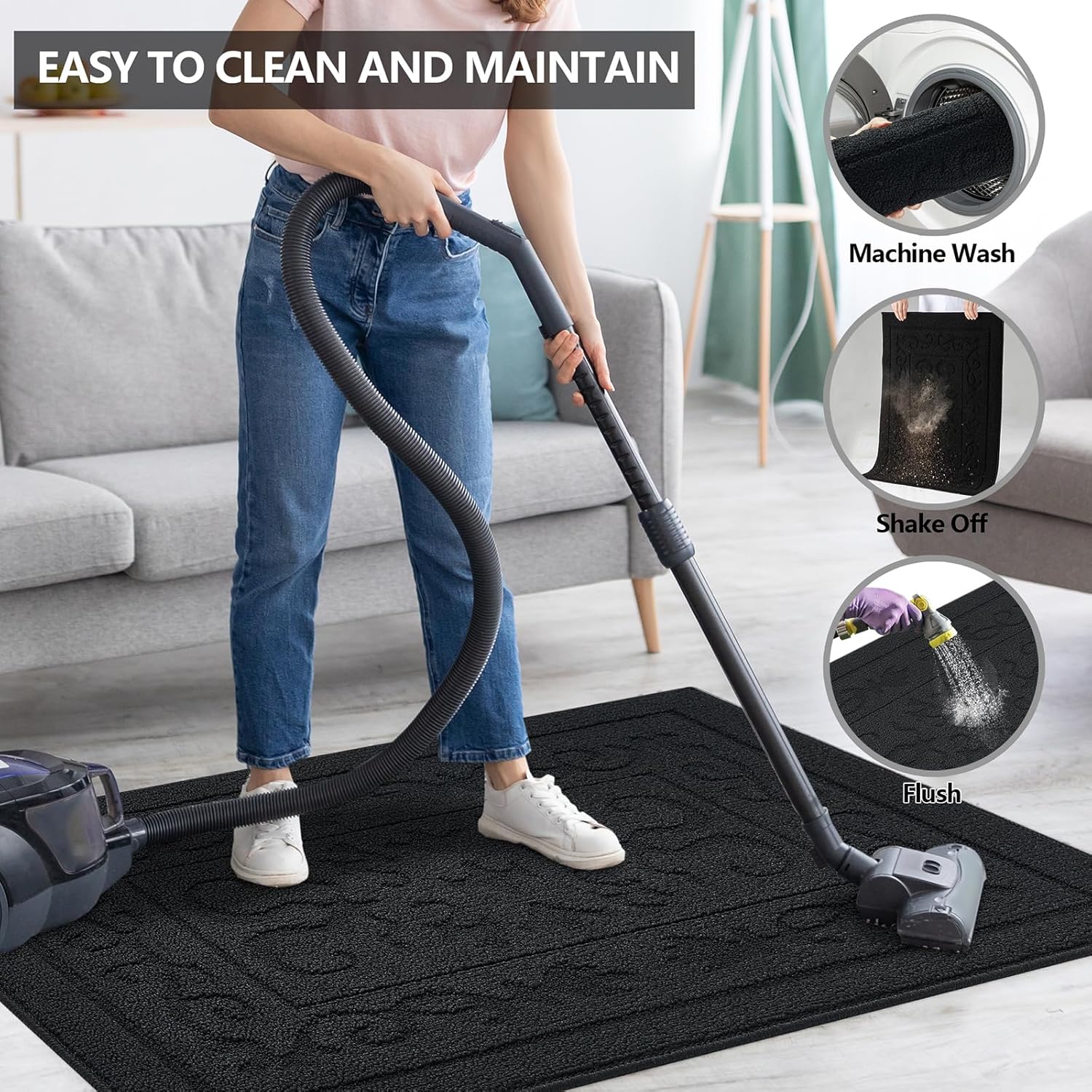 FONEYI Indoor Door Mat 36" x 59", Dirt Trapper Door Mats Non-Slip Entryway Rugs Washable, Absorbent