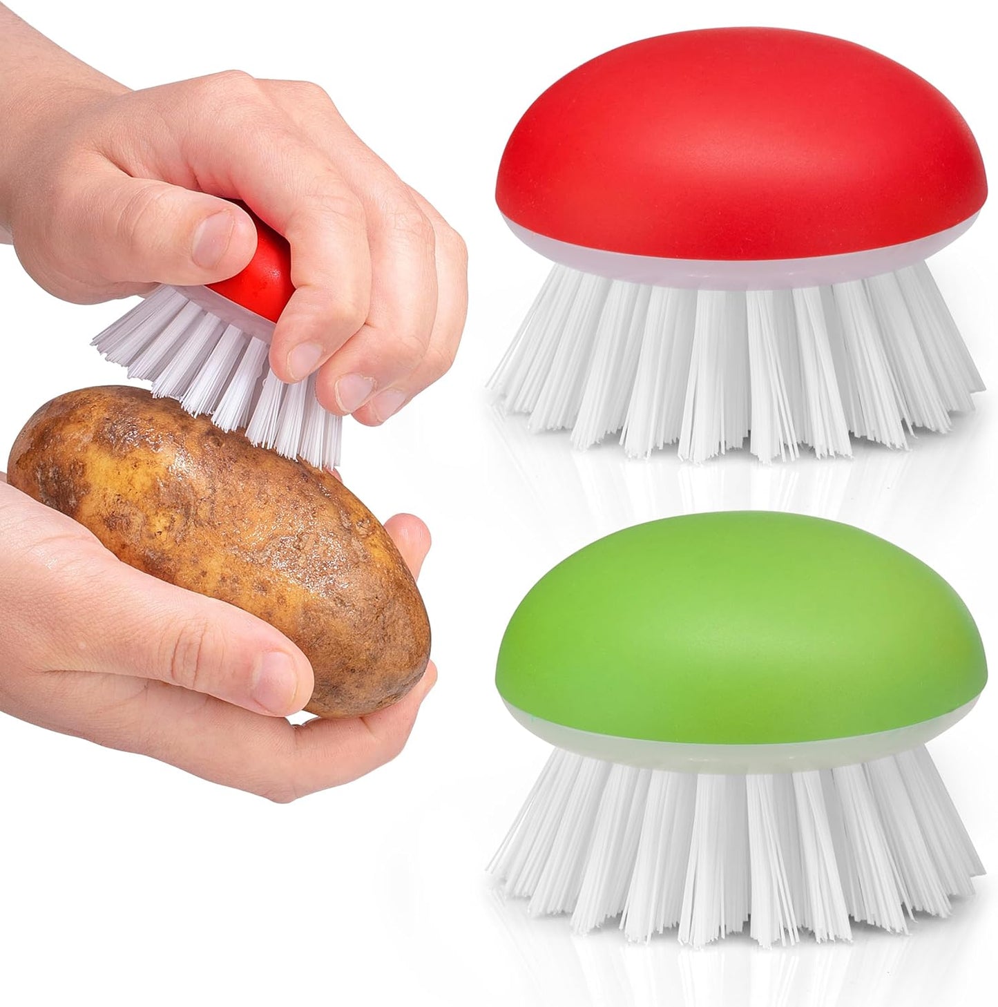 Vegetable Brush Scrubber for Food – 2Pcs Set Fruit and Veggie Brush – Silicone Top and Ultra-Strong