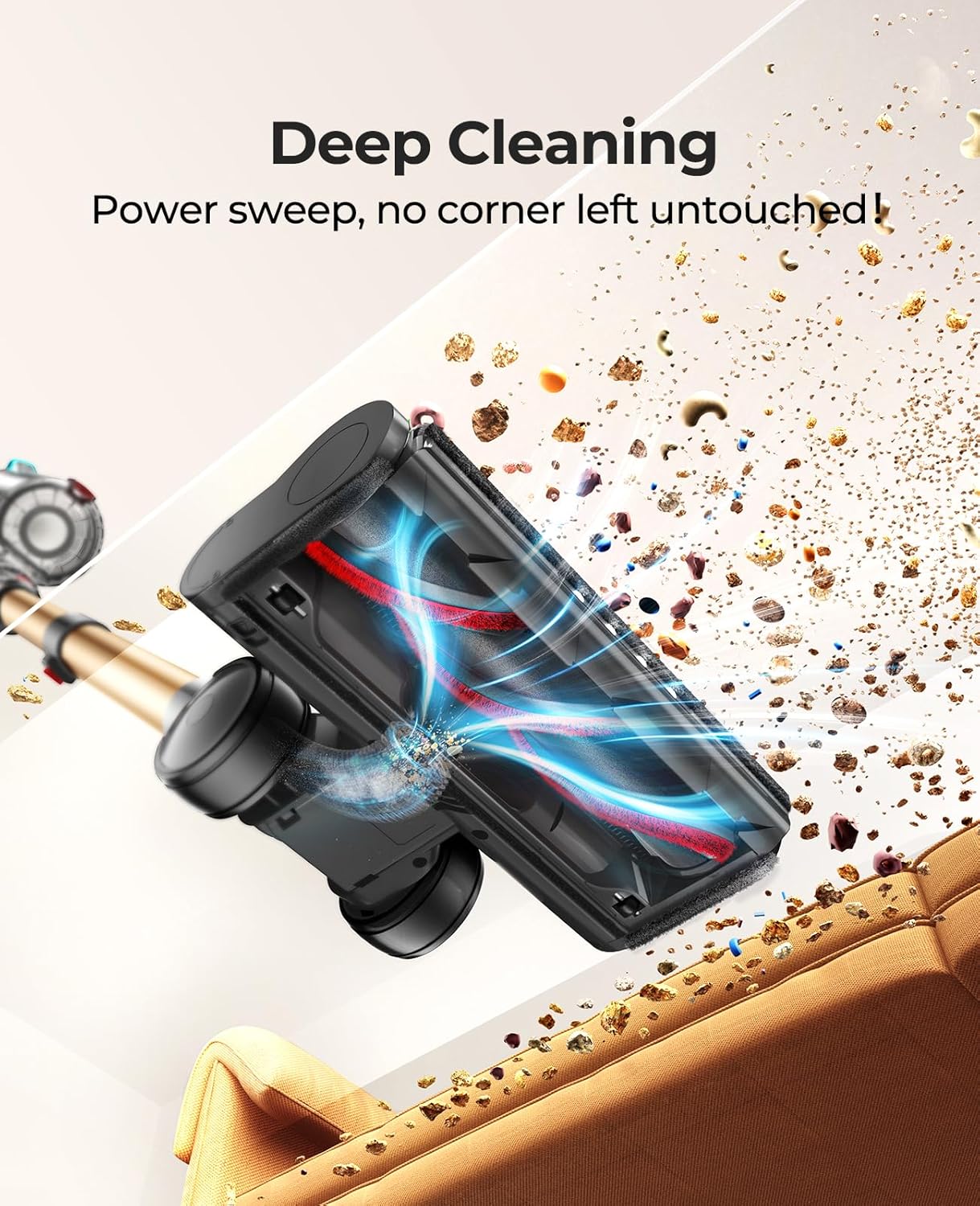 Cordless Vacuum Cleaner 600W/50Kpa, Stick Vacuum Cleaners 65 Mins Max Runtime with Charging Dock