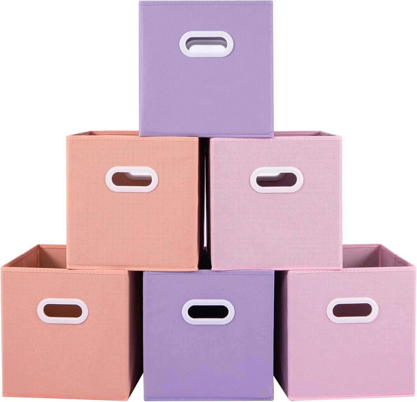 Stero Fabric Storage Cubes Bins, 13 inch Fun Colored Foldable Storage Baskets with Dual Plastic