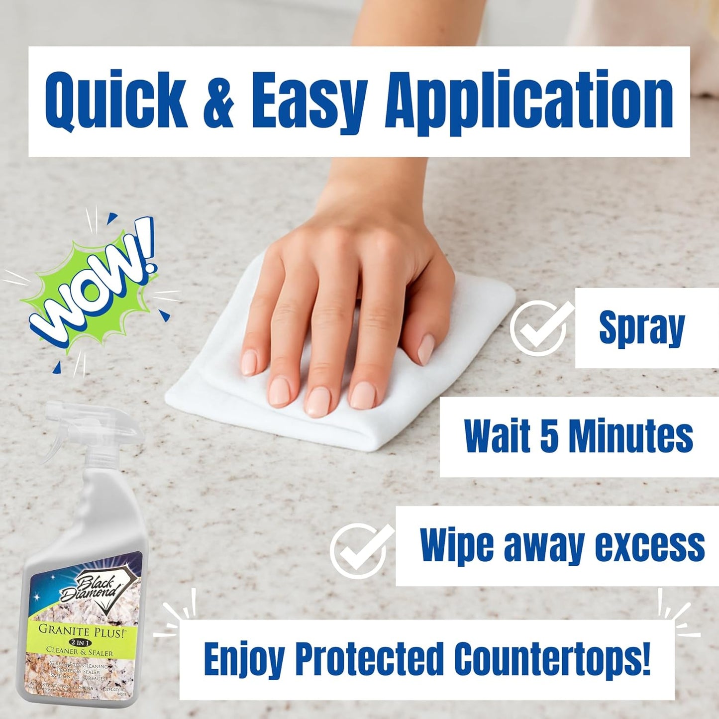 Black Diamond Stoneworks GRANITE PLUS! 2 in 1 Cleaner & Sealer for Granite, Marble, Travertine